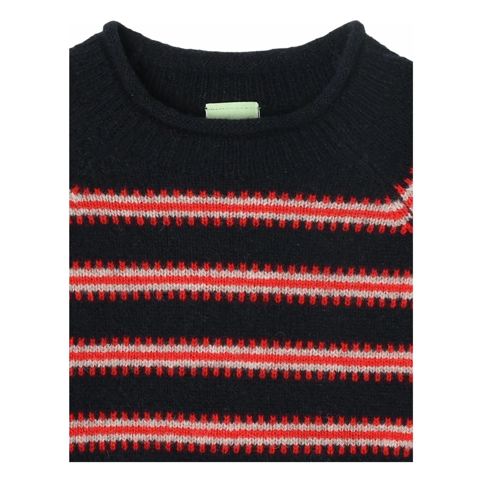 FUB - Çizgili Lambswool Kazak | Lacivert