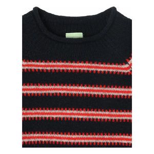 FUB - Çizgili Lambswool Kazak | Lacivert