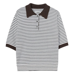 Cordera - Striped Merino Wool Polo T-Shirt | Brown