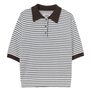 Cordera - Striped Merino Wool Polo T-Shirt | Brown