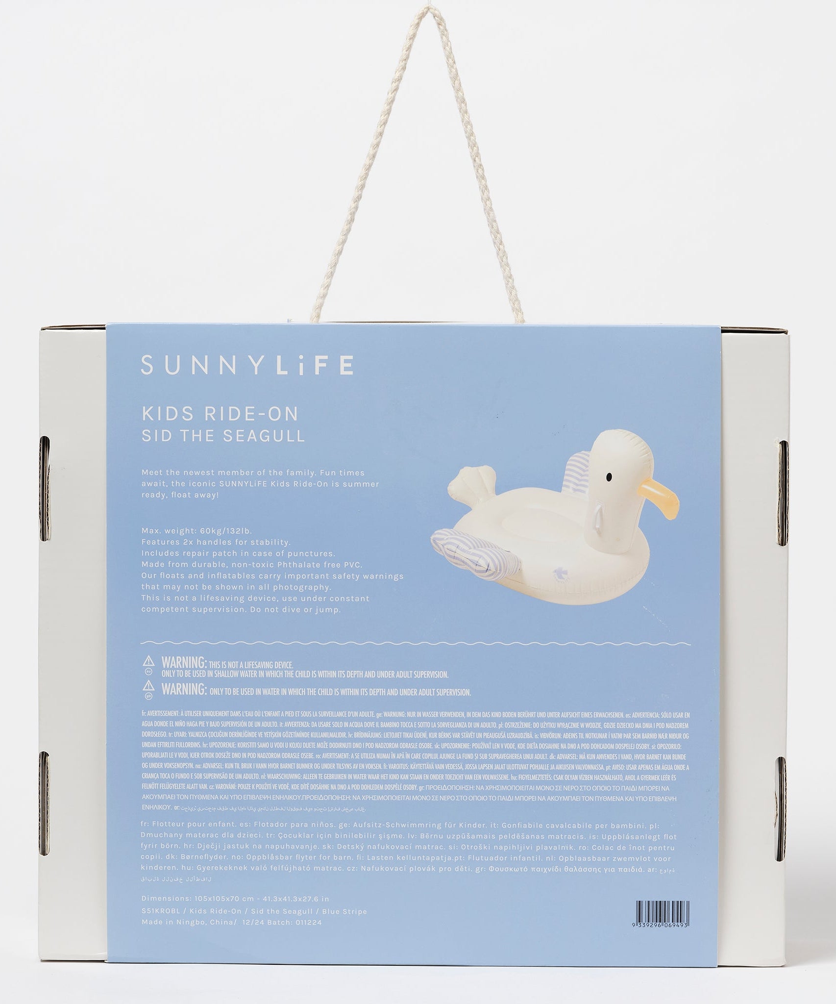 Sunnylife - Sammy Seagull Rideable Inflatable Sea and Pool Child Mattress