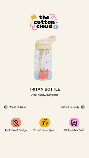 The Cotton Cloud - Funky Dogs 480ML Tritan Trinkflasche mit verstecktem Strohhalm