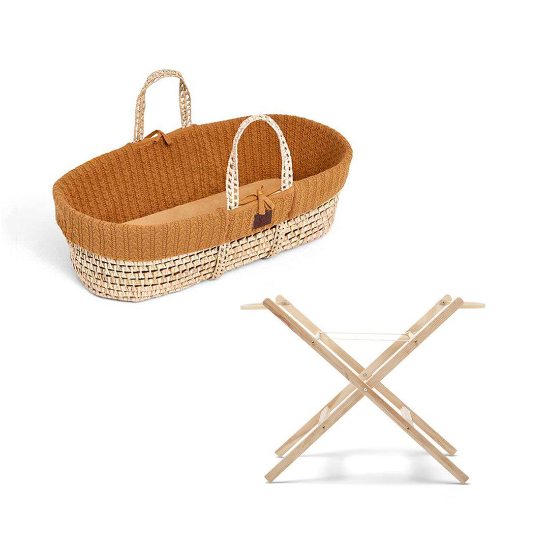 The Little Green Sheep Organic Knitted Moses Basket Bundle - Honey-Moses Baskets- | Natural Baby Shower