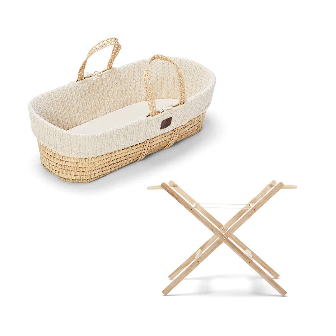 The Little Green Sheep Organic Knitted Moses Basket Bundle - Linen-Moses Baskets- | Natural Baby Shower