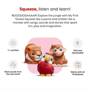 My First Tonies Jungle Set - Monkey, Tiger, Parrot-Audio Player Cards + Characters- | Natural Baby Shower