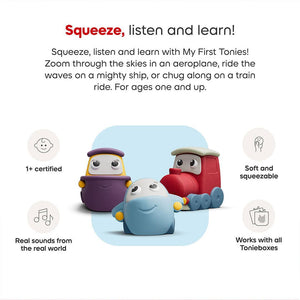 My First Tonies Travel Set - Plane, Train, Ship-Audio Player Cards + Characters- | Natural Baby Shower