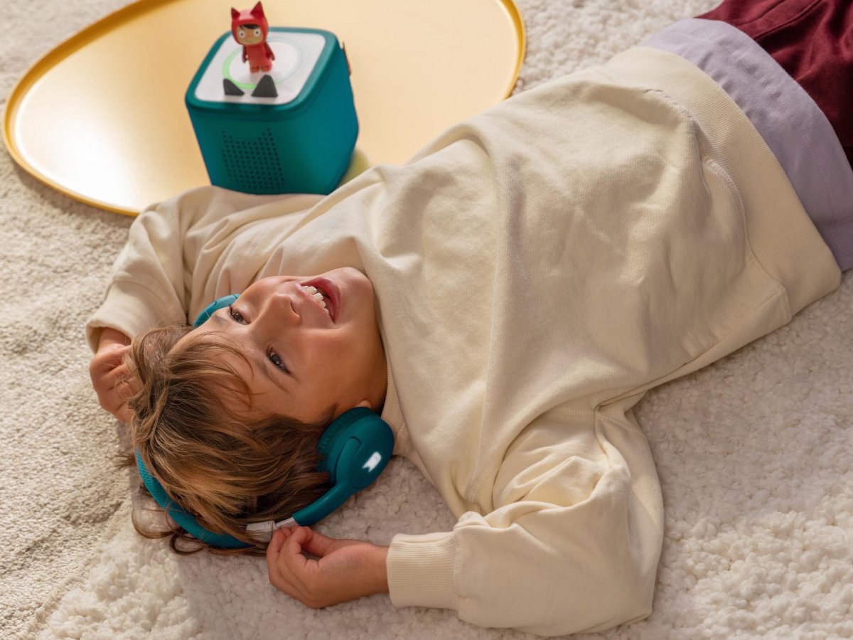 Tonies - Toniebox 2 Bluetooth Auricolari Pieghevoli per Bambini Tropicale Turchese