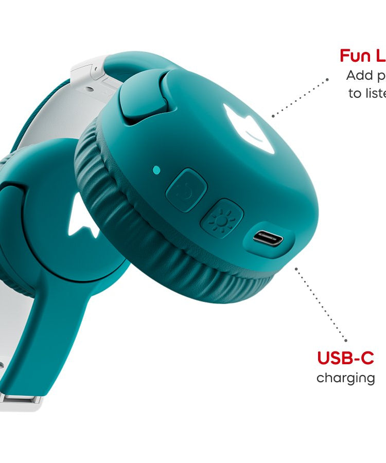 Tonies - Toniebox 2 Bluetooth Auricolari Pieghevoli per Bambini Tropicale Turchese