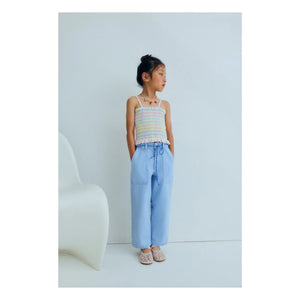 the new society - Top Froncé Mallow kariert | Hellblau