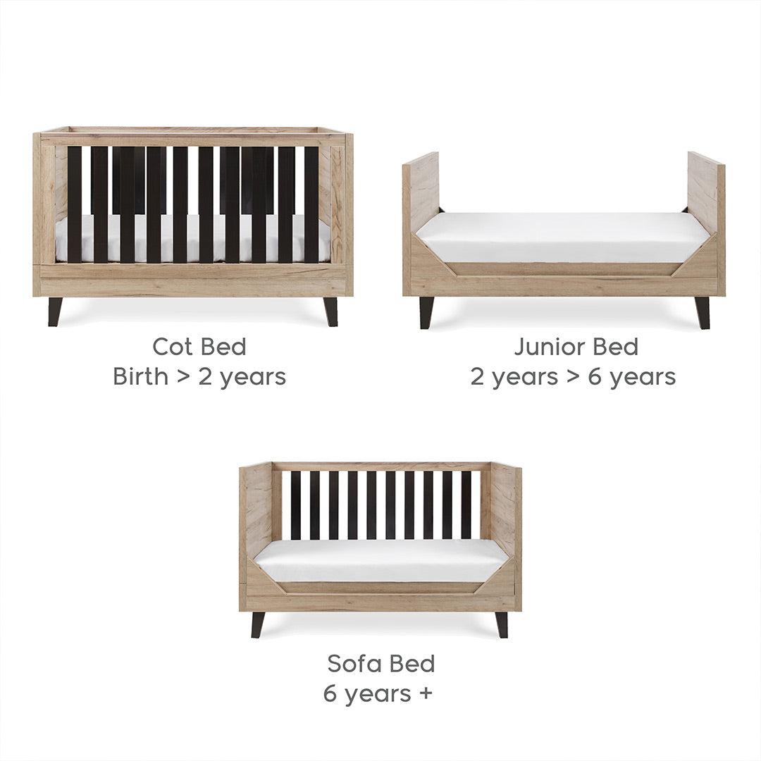 Tutti Bambini Como 3 Piece Room Set - Distressed Oak/Slate Grey-Nursery Sets-Distressed Oak/Slate Grey-No Mattress | Natural Baby Shower