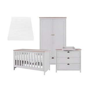 Tutti Bambini Verona 3 Piece Room Set - Dove Grey/Oak-Nursery Sets-Dove Grey/Oak-Eco Fibre Deluxe Cot Bed Mattress | Natural Baby Shower