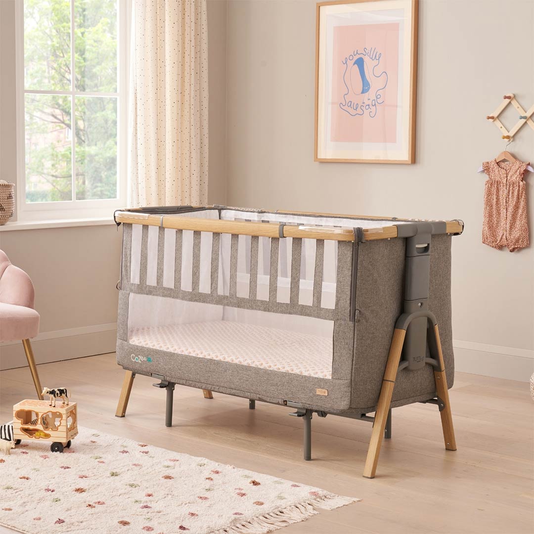 Tutti Bambini CoZee XL Bedside Crib + Cot - Oak / Charcoal-Bedside Cribs-Oak / Charcoal- | Natural Baby Shower