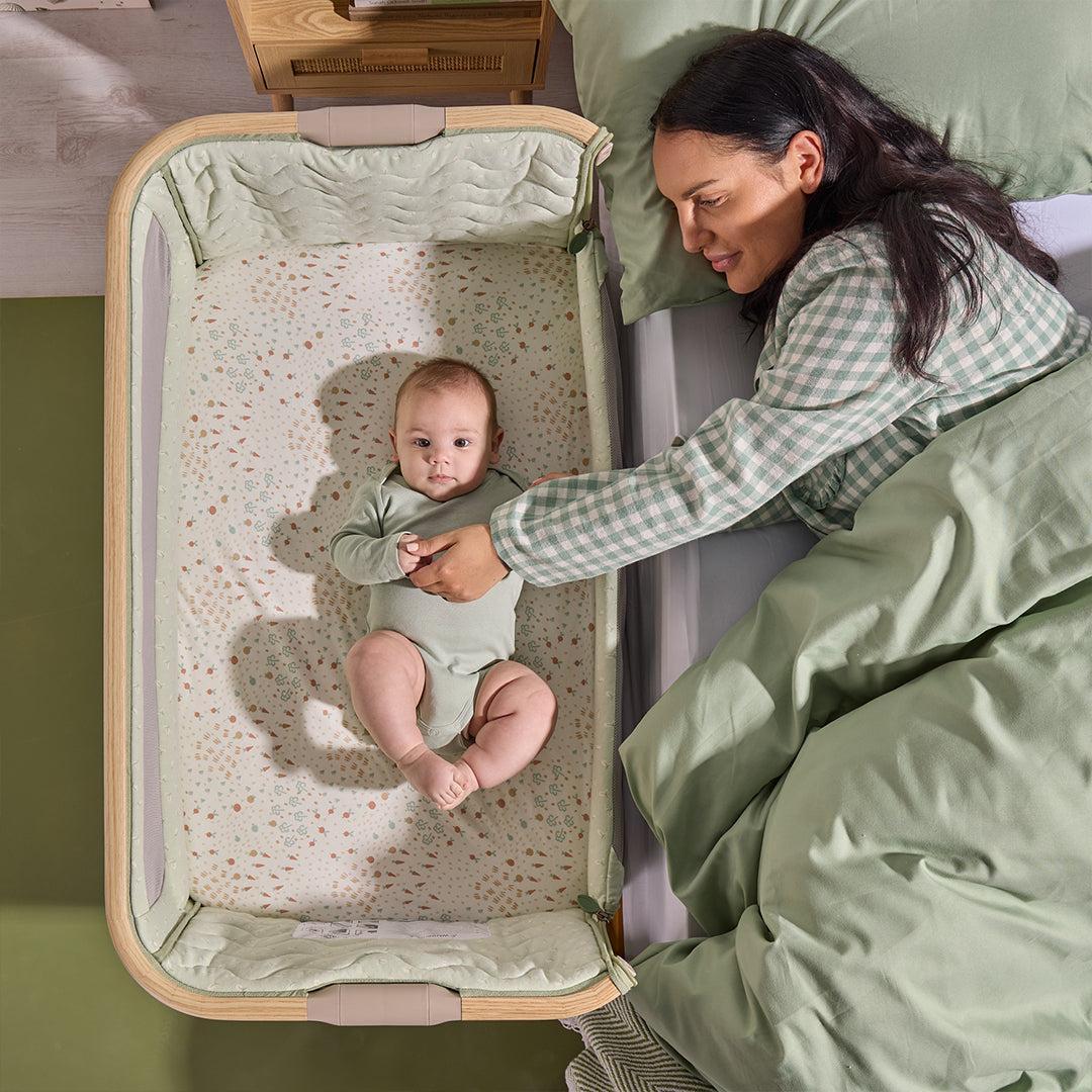 Tutti Bambini Cozee Air 2 Bedside Crib - Drifted Oak / Eucalyptus-Cribs-Drifted Oak / Eucalyptus- | Natural Baby Shower