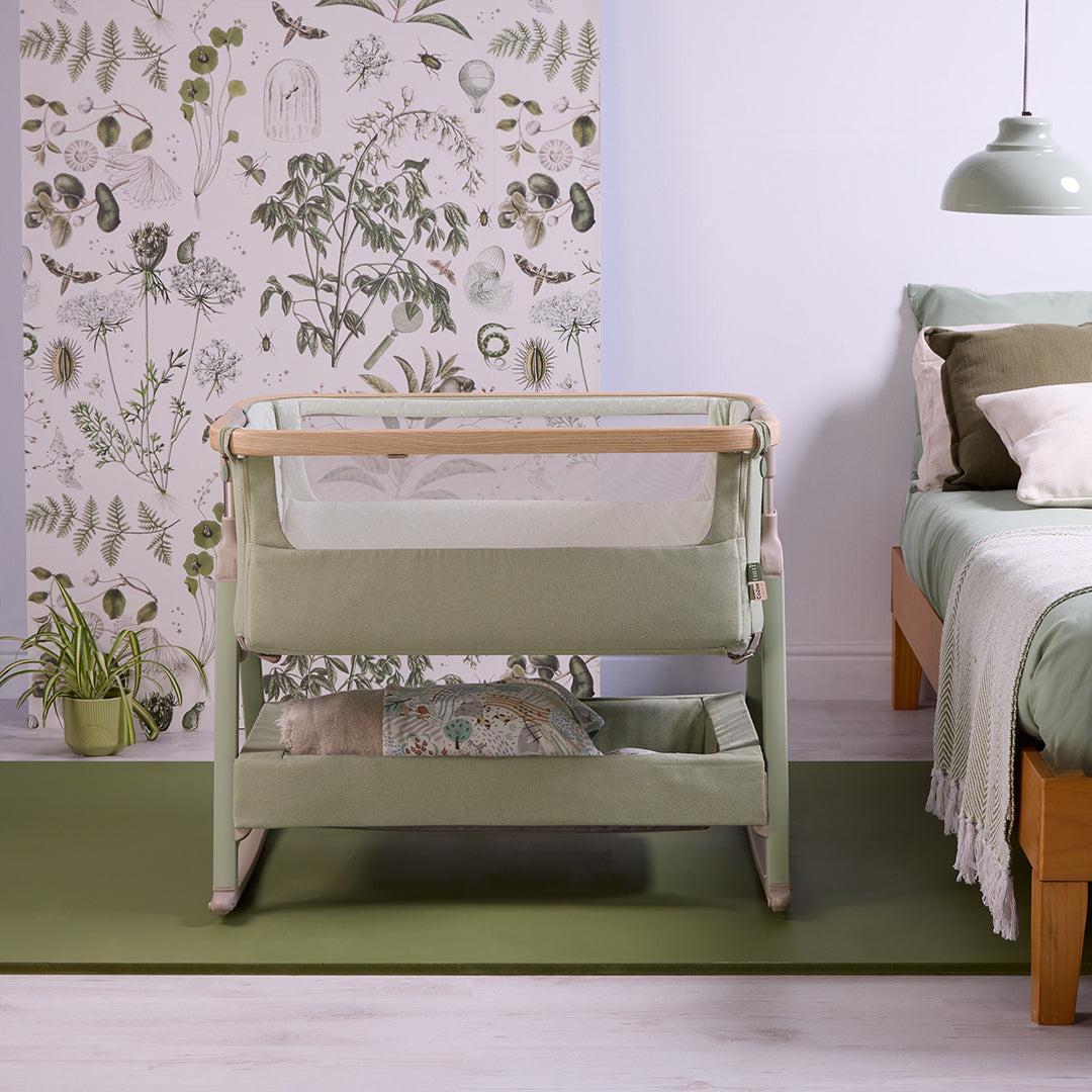Tutti Bambini Cozee Air 2 Bedside Crib - Drifted Oak / Eucalyptus-Cribs-Drifted Oak / Eucalyptus- | Natural Baby Shower