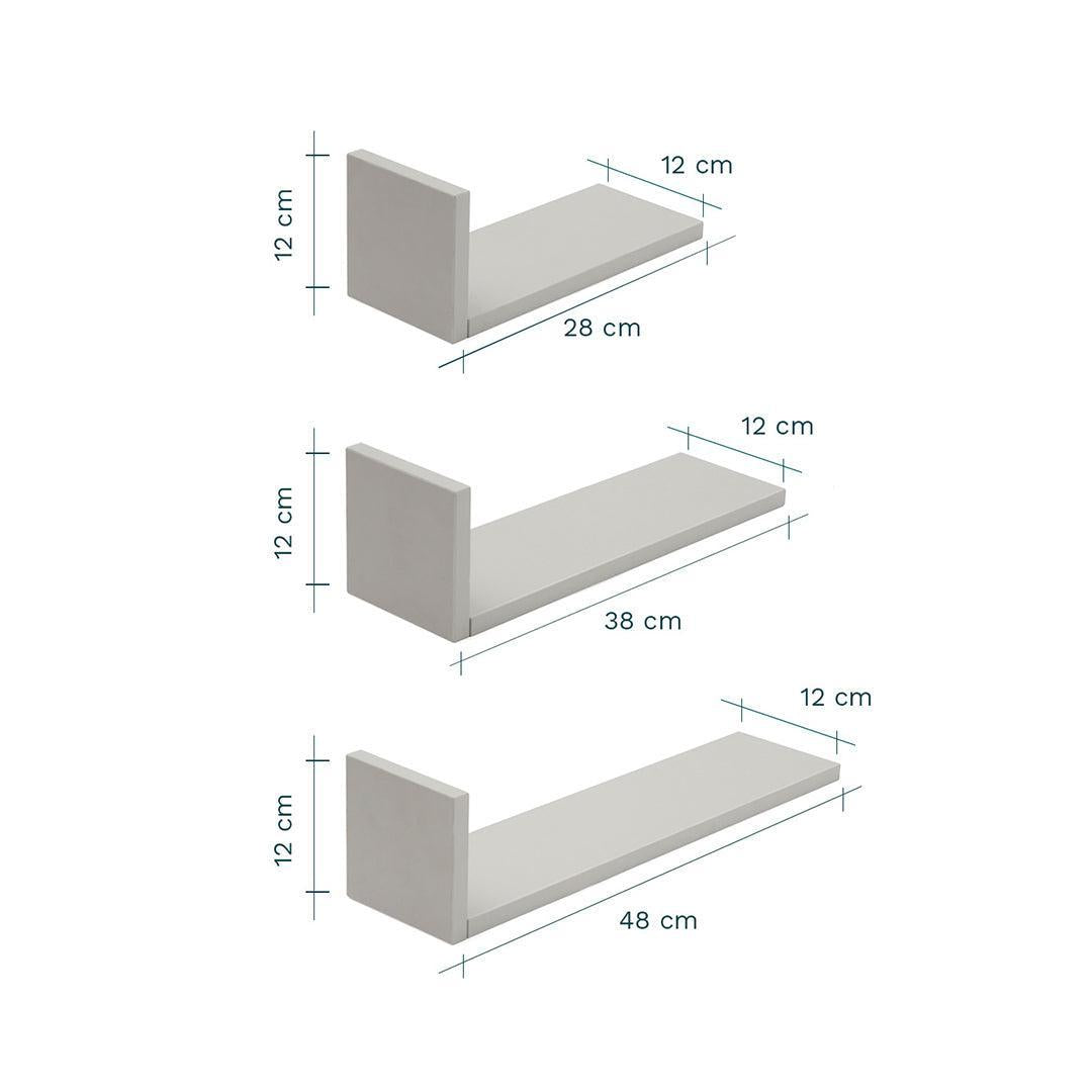 Tutti Bambini Rio Set of Three L-Shaped Wall Shelves - Dove Grey-Shelves-Dove Grey- | Natural Baby Shower