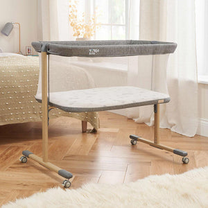 Tutti Bambini ZiZee Essential Crib - Oak/Charcoal-Bedside Cribs-Oak/Charcoal- | Natural Baby Shower