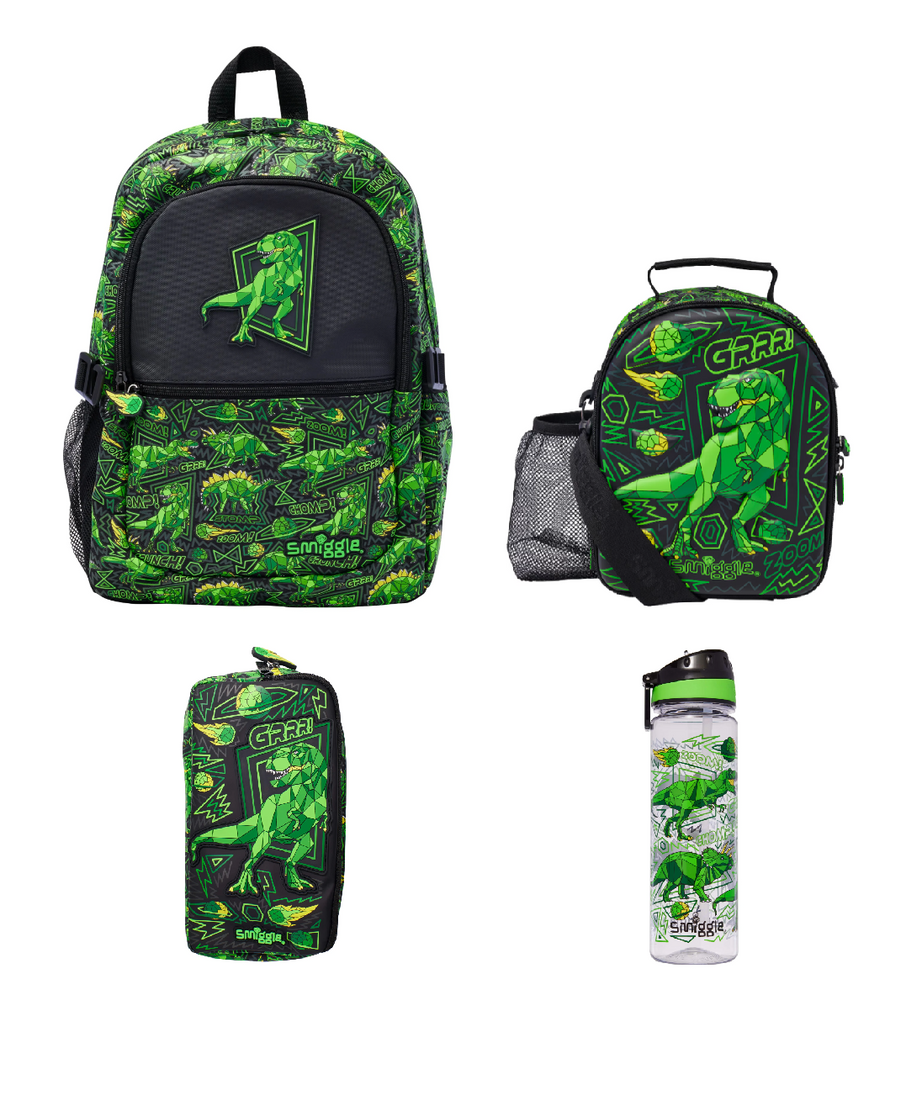 Smiggle - Wild Side 4lü Okul Çanta Seti-Dinossi