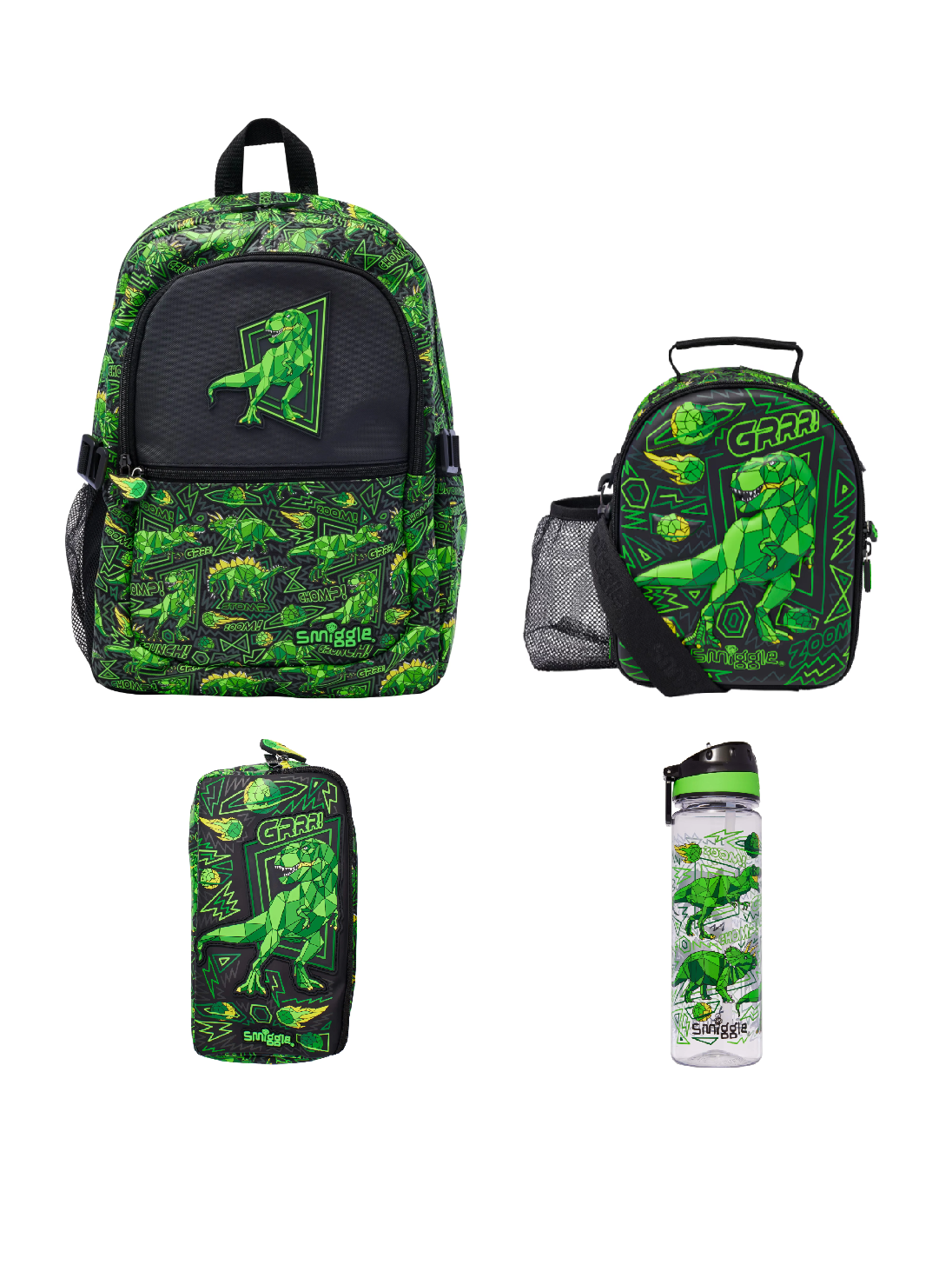 Smiggle - Wild Side 4lü Okul Çanta Seti-Dinossi