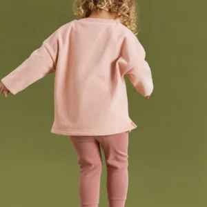 Dinossi - Conjunto de moletom e meia-calça rosa suave - 6-7 anos